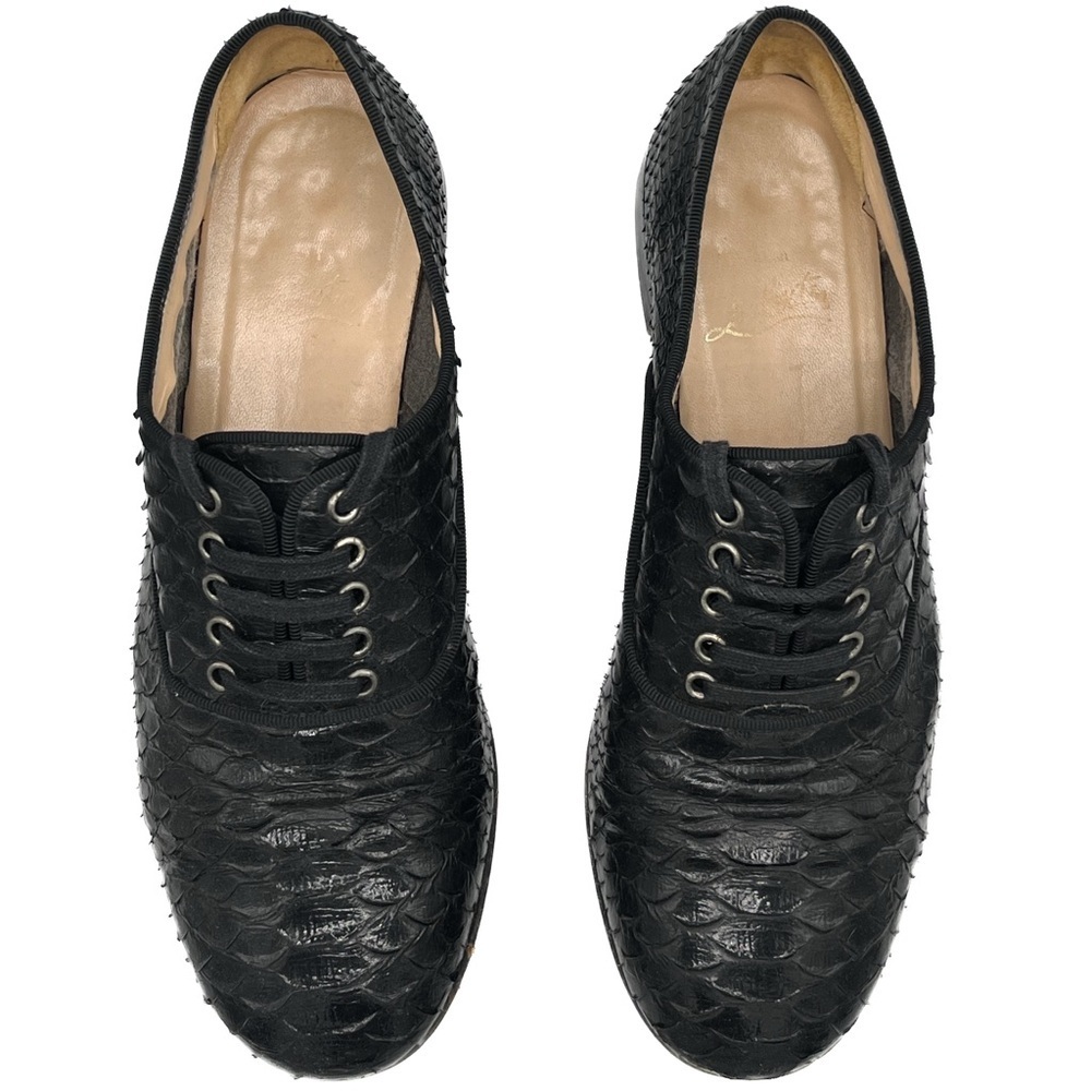 Christian Louboutin Python Black Round Toe Laced Oxford Derby Shoes